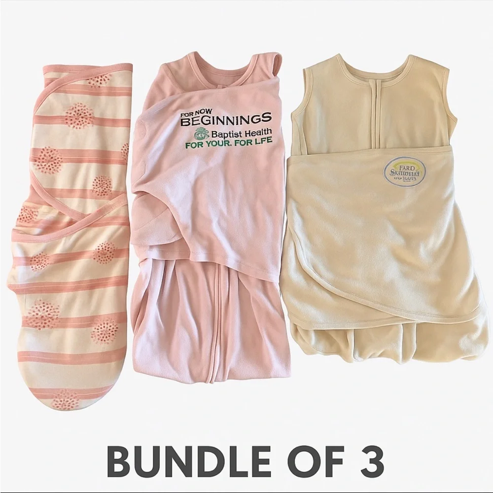 Bundle of 3 Newborn Swaddles – HALO SleepSack & Owen & Tate 0–3M Baby Wraps